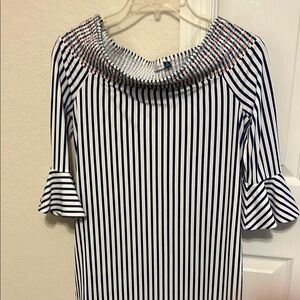 Cabana Life Navy and White Striped Blouse